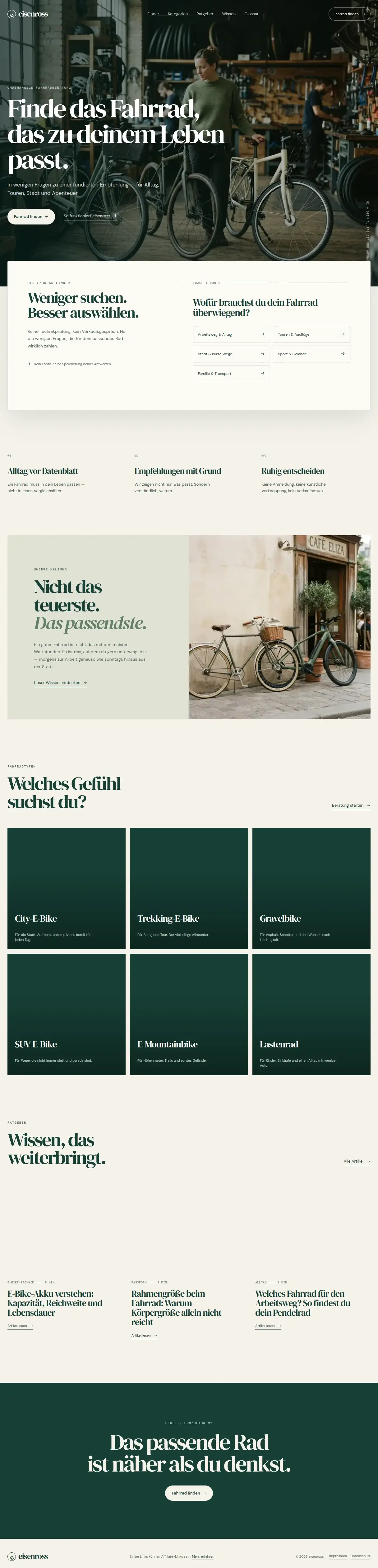Scrollbare Vollseitenansicht der Startseite von EISENROSS