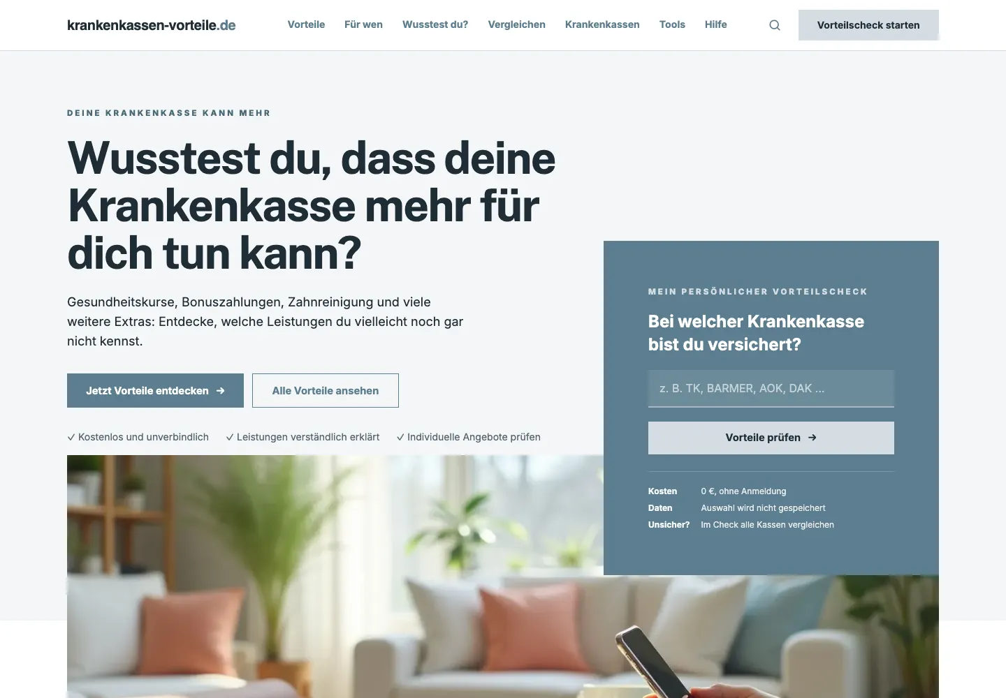 Startseite von KRANKENKASSEN-VORTEILE