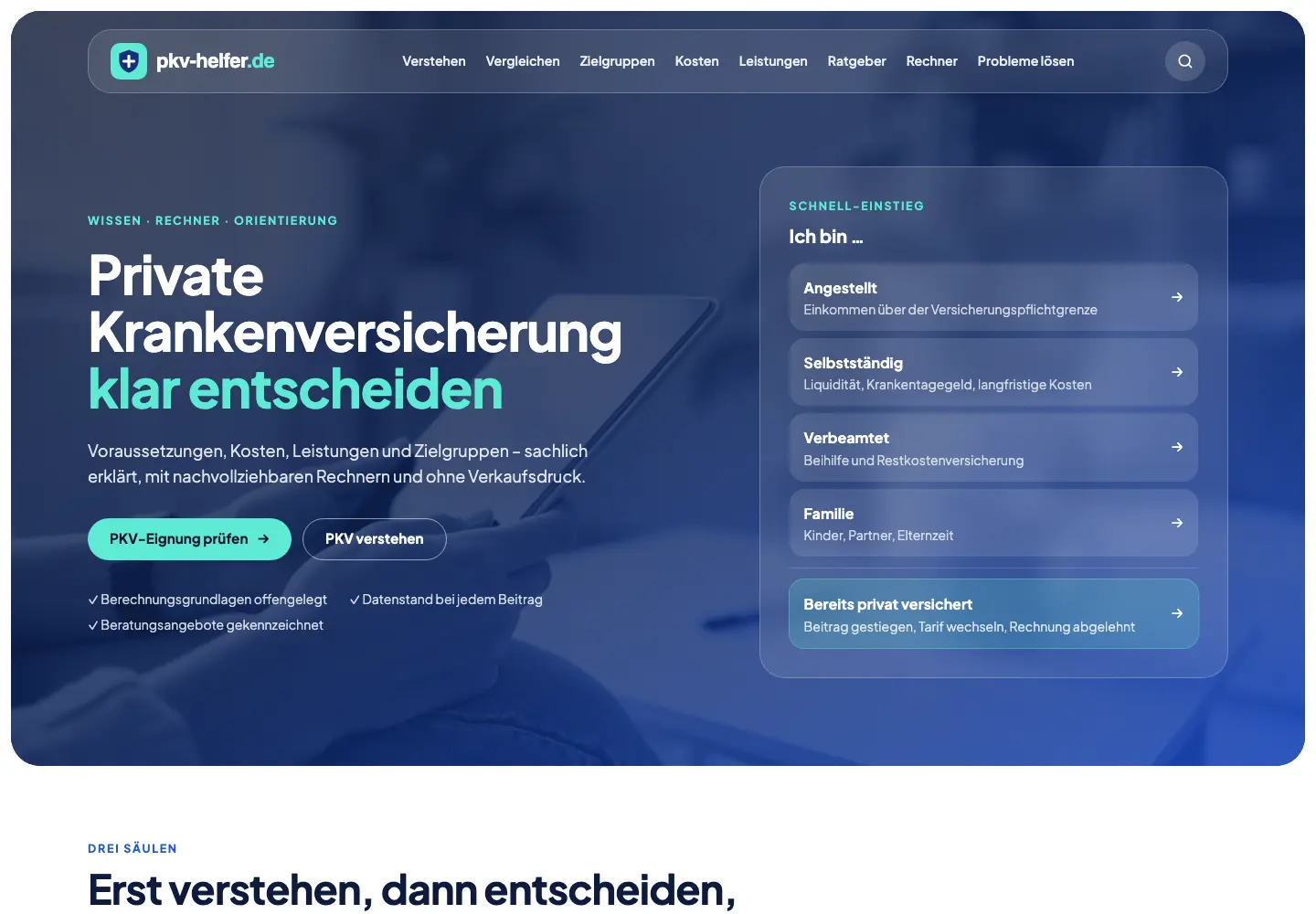 Startseite von PKV-HELFER